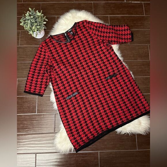 Gramercy 22 Knit 3/4 Sleeve Faux Leather Trimmed Zip Back Shift Dress sz 3X - Picture 2 of 7